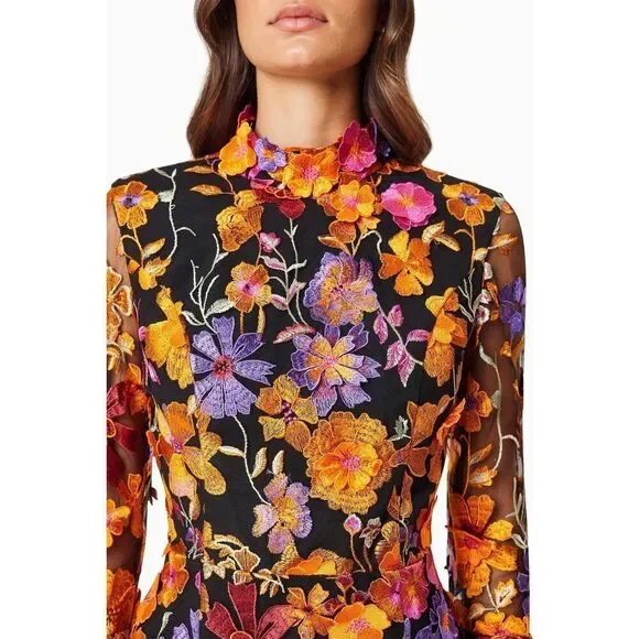 Elliatt Alessandra Floral Mini Dress In Orange Cocktail Wedding Guest size S NWT - Picture 4 of 6